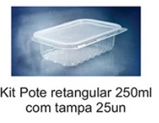 KIT RETANGULAR 250ML COM TAMPA