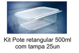 KIT RETANGULAR 500ML COM TAMPA