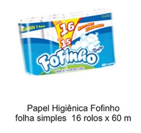 Papel higienico fofinho folha simples 16 rolos x60m