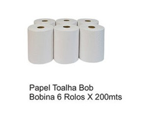 Papel toalha bob bobina 6 rolos x 200m